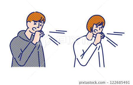 年輕男女因身體不適而咳嗽 122685491