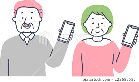 Senior men and women holding smartphones 122685583