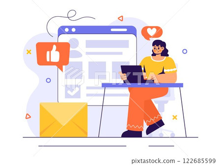 Job Offer Vector Illustration featuring a Businessman, Recruitment Process, Career Opportunities, and Company Vacancy in a Flat Style Background 122685599