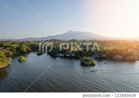 Vacation boat sunset tour 122685639