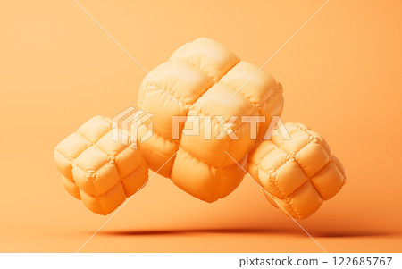 Inflatable soft balloon cube, 3d rendering. Inflatable soft balloon cube, 3d rendering. 122685767