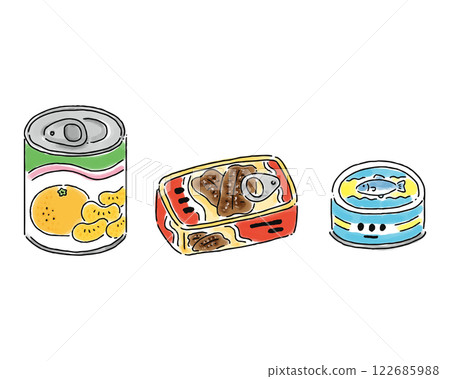罐頭食品套裝,水彩風格 罐頭食品套裝,水彩風格 122685988