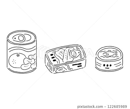 各種罐頭食品套裝，線畫 122685989