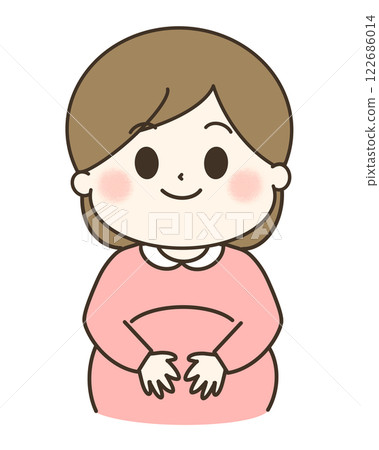 一位微笑的孕婦的可愛插圖 122686014