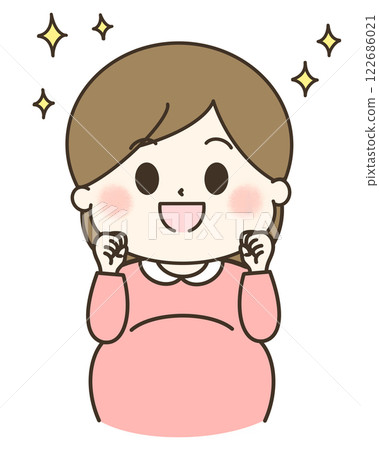 A cute illustration of a pregnant woman working hard A cute illustration of a pregnant woman working hard 122686021
