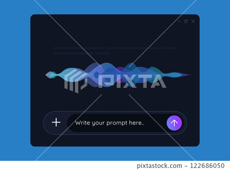 speech recognition sound wave waveform application user interface talk speak chat with AI virtual assistant bot artificial intelligence having conversation 122686050