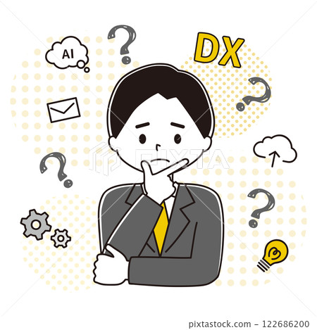 姿勢：一位不懂數位轉型的男子的插圖 122686200