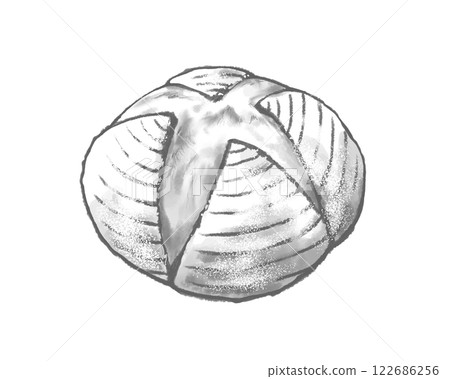 鄉村麵包的黑白插圖 鄉村麵包的黑白插圖 122686256