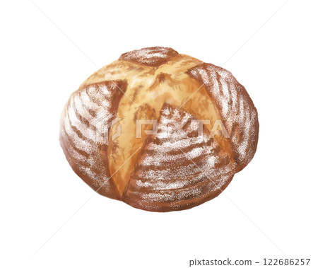 鄉村麵包的寫實水彩畫 122686257