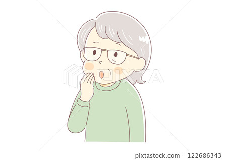 An elderly woman thinking about something An elderly woman thinking about something 122686343