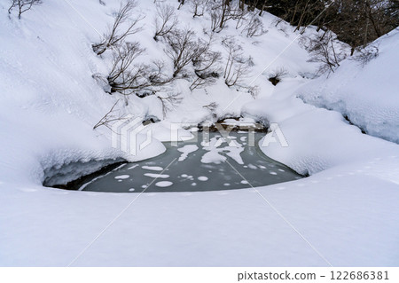 冬天農村的一個小池塘 冬天農村的一個小池塘 122686381