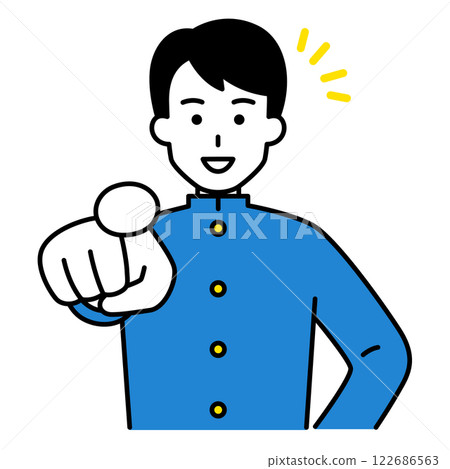 Smiling male student pointing Smiling male student pointing 122686563