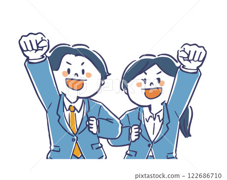 穿著西裝的男人和女人的明亮半身像插圖 122686710