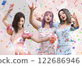 Three young women enjoying a party 122686946