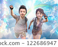 Cheerful boys and girls moving forward into the future 122686947