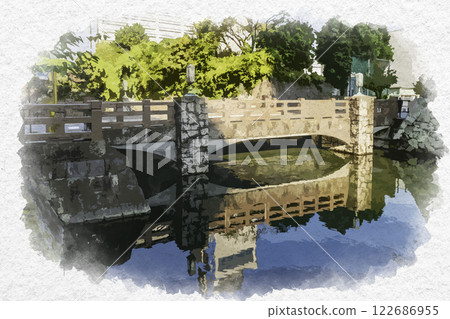 水彩風格 靜岡 駿 城橋 靜岡縣靜岡市 水彩風格 靜岡 駿 城橋 靜岡縣靜岡市 122686955