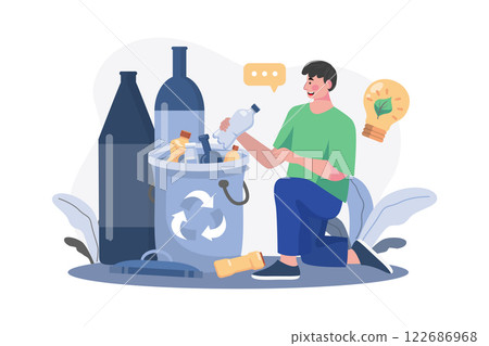 Bottle Waste Recycling Illustration concept on white background 122686968