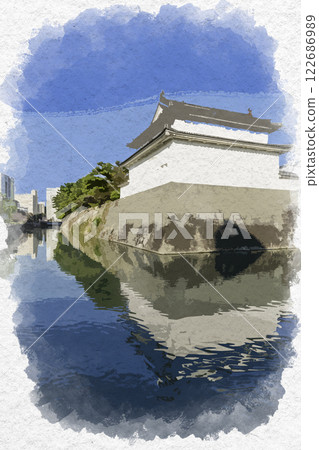 Watercolor style Shizuoka Sunpu Castle Tatsumi Tower Shizuoka City, Shizuoka Prefecture 122686989