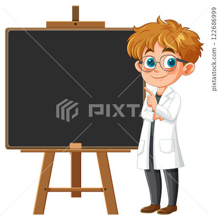Young Scientist with Chalkboard Illustration 122686999