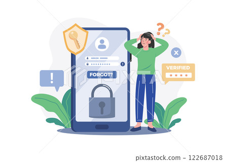 Forgot The Password Illustration concept on white background Forgot The Password Illustration concept on white background 122687018