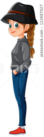 Stylish Girl in Casual Outfit 122687027