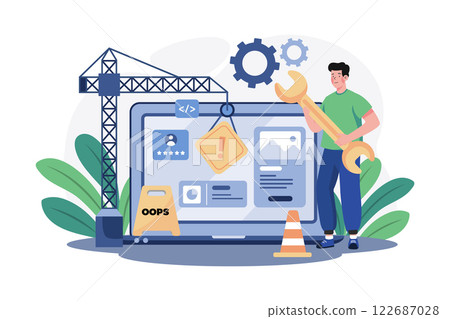 Website Under Construction Illustration concept on white background Website Under Construction Illustration concept on white background 122687028