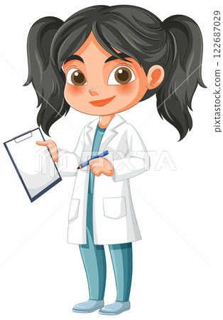Young Scientist with Clipboard Illustration 122687029