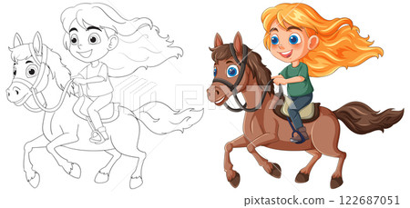 Joyful Child Riding a Pony Joyful Child Riding a Pony 122687051