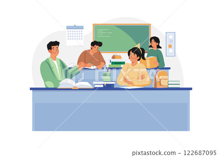 Students In The Classroom Illustration concept on white background Students In The Classroom Illustration concept on white background 122687095