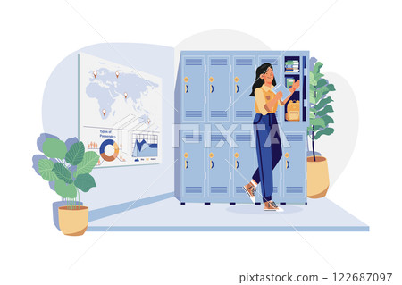 School Locker Room Illustration concept on white background 122687097