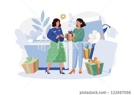 Students Giving A Gift To Teachers 122687098