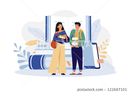 Boy Giving The Book To A Girl 122687101