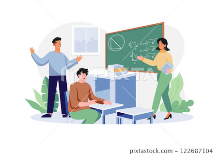 Student Attending Maths Class Illustration concept on white background 122687104