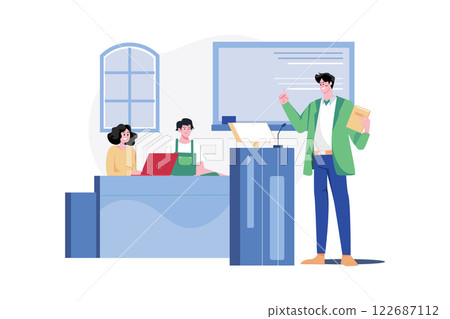 University professor teaching in class 122687112