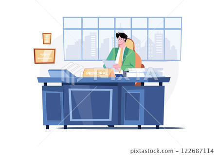 The principal is working in the office 122687114