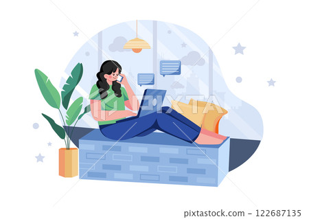 Freelancer Lady Working On Laptop 122687135