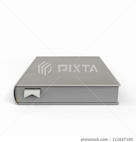 Minimalist Closed Book with Neutral Gray Cover and Bookmark. 3D Illustration. File with Clipping Path Minimalist Closed Book with Neutral Gray Cover and Bookmark. 3D Illustration. File with Clipping Path 122687189