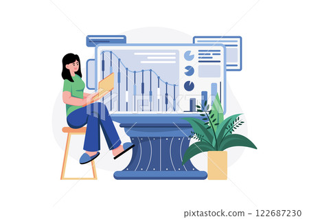 Big Data Analysis Illustration concept. A flat illustration isolated on white background 122687230