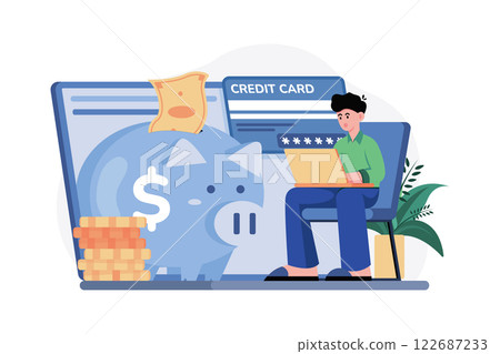 Online Banking Illustration concept. A flat illustration isolated on white background 122687233