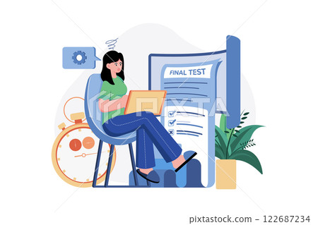 Online Testing Illustration concept. A flat illustration isolated on white background 122687234