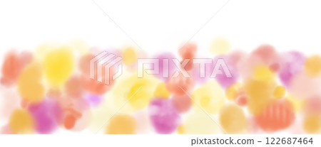 A pale watercolor-style background illustration of a red and yellow flower field 122687464