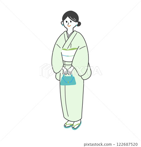 woman wearing green kimono woman wearing green kimono 122687520