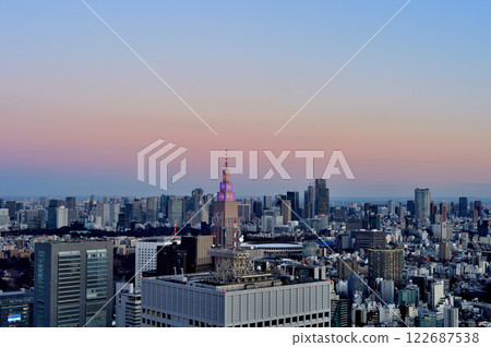 Evening view of the city from the Tokyo Metropolitan Government Observatory 122687538