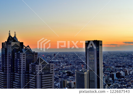 Evening view of the city from the Tokyo Metropolitan Government Observatory Evening view of the city from the Tokyo Metropolitan Government Observatory 122687543