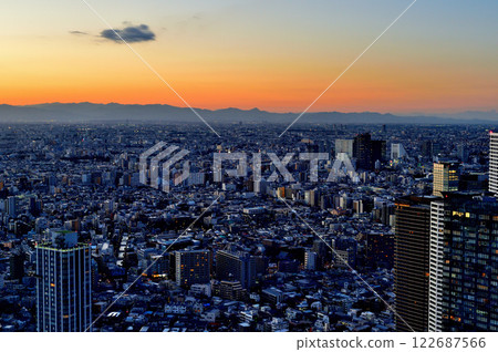 Evening view of the city from the Tokyo Metropolitan Government Observatory Evening view of the city from the Tokyo Metropolitan Government Observatory 122687566