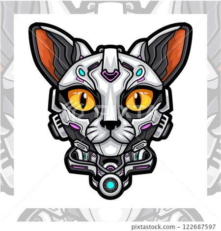 Cat head robot esport mascot logo design Cat head robot esport mascot logo design 122687597