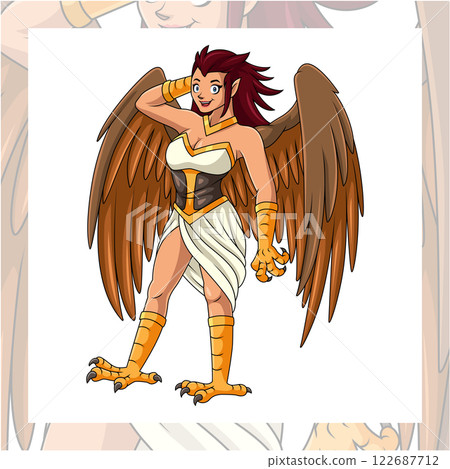 Cartoon harpy eagle greek mythology isolated on white background 122687712