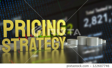 The Gold Pricing strategy  and coins for Business concept 3d Rendering. 122687746