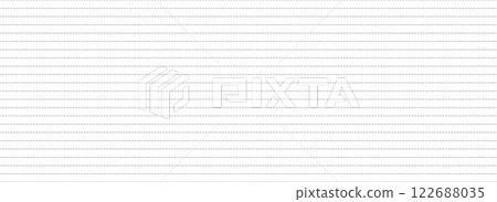 Journal planer page with dotted lines. Simple linear paper texture. Repeated school sheet wallpaper. Retro notebook pattern background. Dashed stripe note paper template. Vector backdrop  122688035