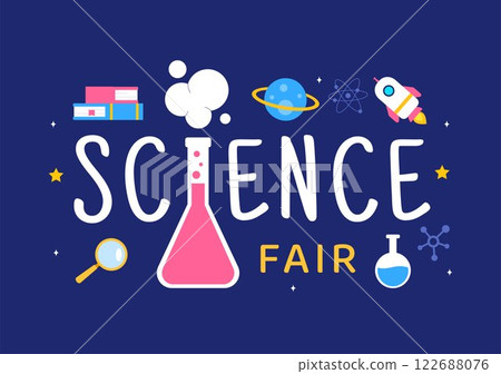 Science Fair Vector Illustration featuring a Chemist Conducting Chemical Experiments for Scientific Analysis, Data Collection, Research and Survey 122688076